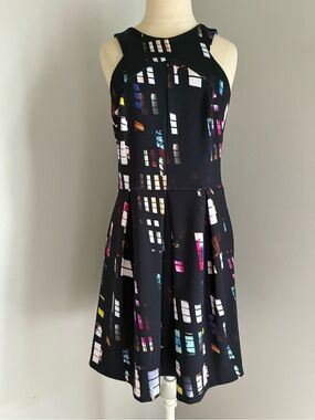 Amanda Uprichard Geometric Bold Fit and Flare Skater Dress Size Large